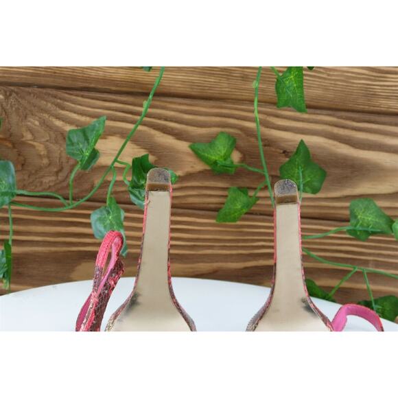 Pink and Brown Strappy High Heels - Picture 7 of 7